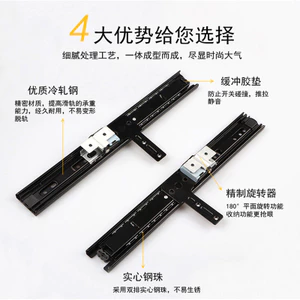 ✽Đường ray gương đẩy kéo ba phần dày, gương tủ quần áo, đường ray trượt xoay gập, gương trang điểm, đường ray dẫn hướng kéo bên, phụ kiện tủ quần áo ULVS