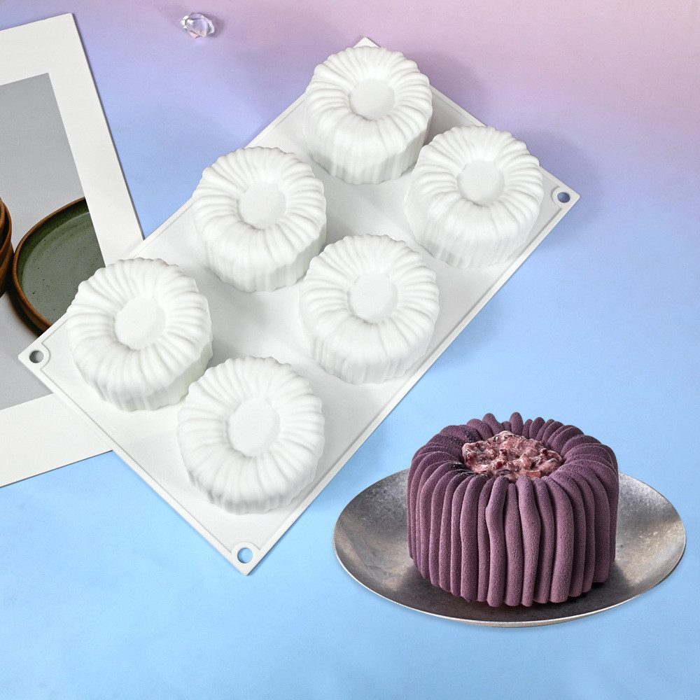 6 Khoang Charlotte Mousse Bánh Khuôn Rãnh Hình Trụ Mousse Món Tráng Miệng Silicon Khuôn Socola Nến Thạch Cao Khuôn Trang Trí Bánh Dụng Cụ Nướng Bánh