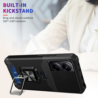 Dành Cho Redmi Note 14 4G / 5G Ốp Lưng Có Trượt Camera Bao Đựng Thẻ Vòng Chân Đế Chịu Lực Bảo Vệ Mỏng Vỏ