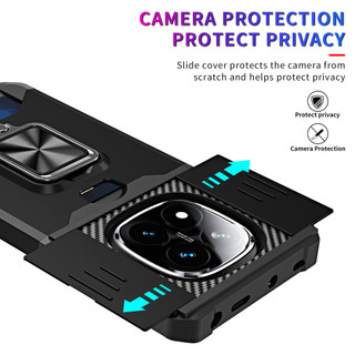Dành Cho Redmi Note 14 Pro 4G / 5G Ốp Lưng Có Trượt Camera Bao Đựng Thẻ Nhẫn Chân Đế Chịu Lực Bảo Vệ Mỏng Vỏ
