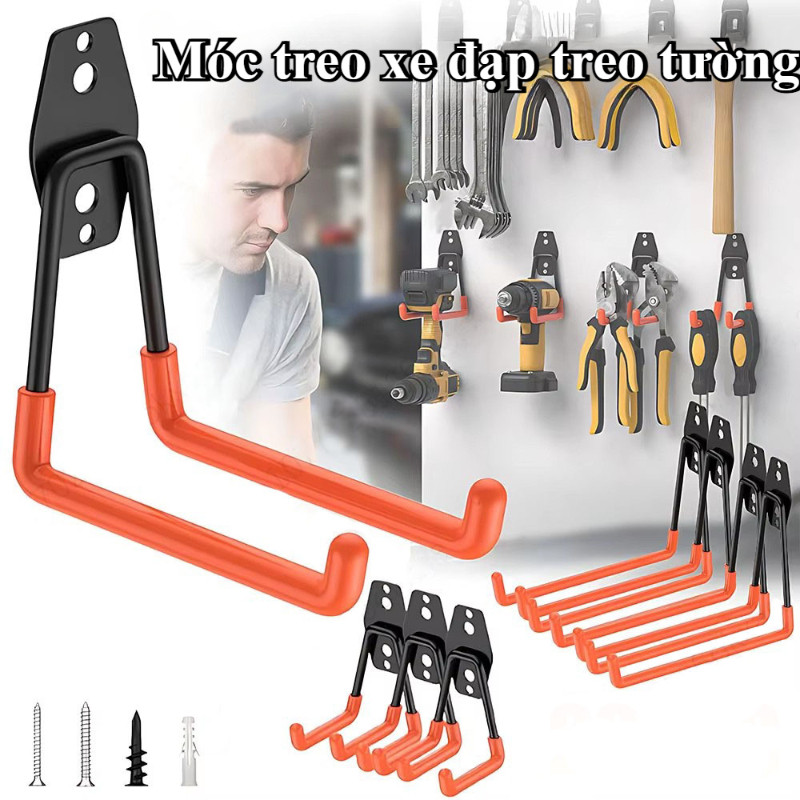Móc treo xe đạp treo tường,Móc Treo Vật Dụng,Móc Treo Xe Đạp Gắn Tường Bằng Kim Loại Chống Trượt