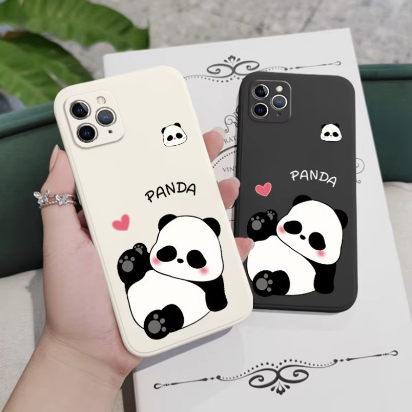 Ốp Điện Thoại Cho Redmi Note 14 Pro + Redmi 12C 10A K20Pro Redmi Note 7 8 ProCartoon Vỏ Gấu Trúc Dễ Thương Viền Vuông Mặt Sau TPU Mềm