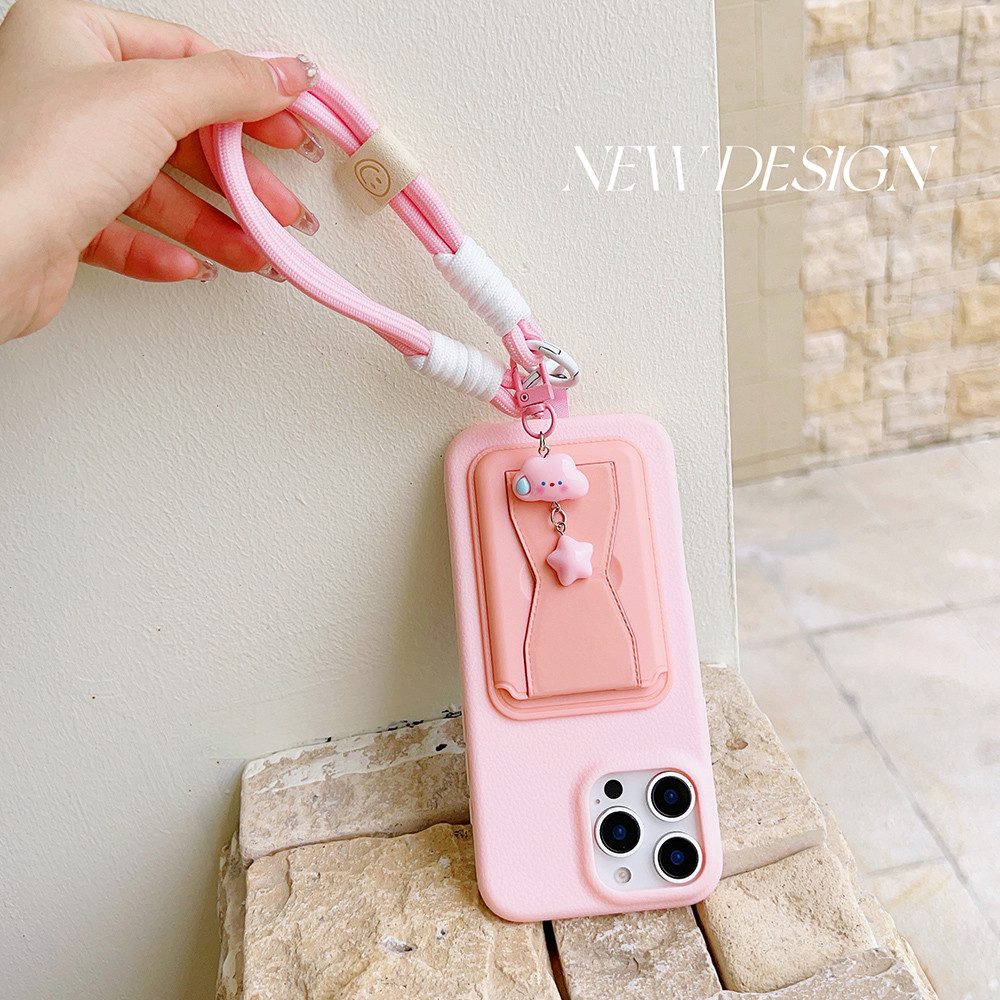 Búp Bê Dễ Thương Nhãn Đám Mây Mặt Dây Chuyền Điện Thoại, Kẹp Lưng, Dây Đeo Cổ Tay Ngắn, Dày Và Chắc Chắn
