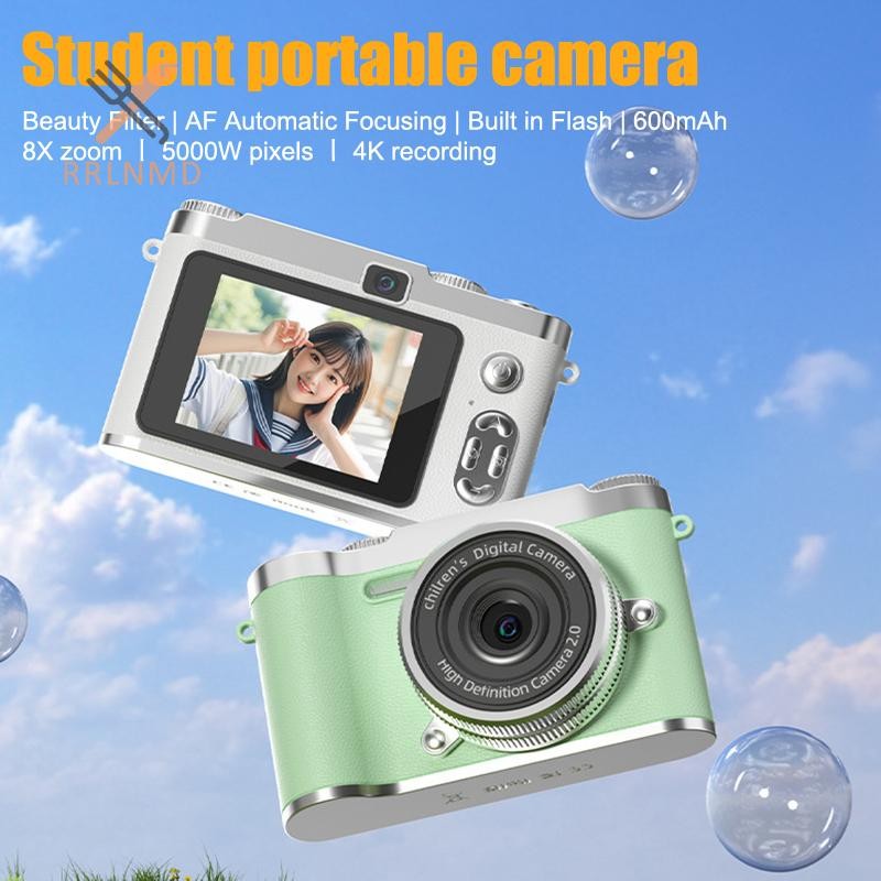 Máy quay Video di động RRLNMD CCD 5MP Tự động lấy nét 8X Zoom Màn hình 2,4 Inch Retro Vlogging Cam cho trẻ em Trẻ em Người mới bắt đầu MỚI