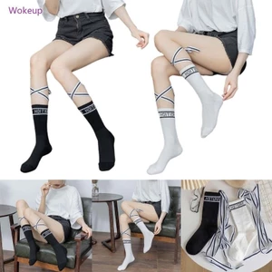 Woke Cotton Legwears Hút Mồ Hôi Trong Ống Tất Dây Đeo Chữ Thập Buộc Giữa Bê Tất