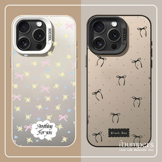 ibumpers Ốp Điện Thoại iPhone Họa Tiết Nơ Đen Tinh Tế Cho IPhone 16 15 14 12 13 11 Pro Max Ốp Lưng IMD Cứng Và Nhẵn