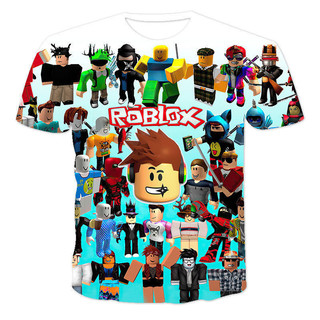 ROBLOX Áo thun mùa hè hai chiều Trò chơi In kỹ thuật số Cổ tròn thoáng khí Áo thể thao 3D tay ngắn