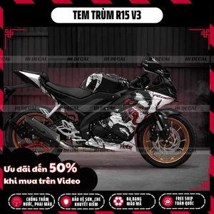 Tem trùm dán xe R15v3 venom màu trắng | R15-H017 | Decal dán xe R15 v3 chống nước, chống phai màu