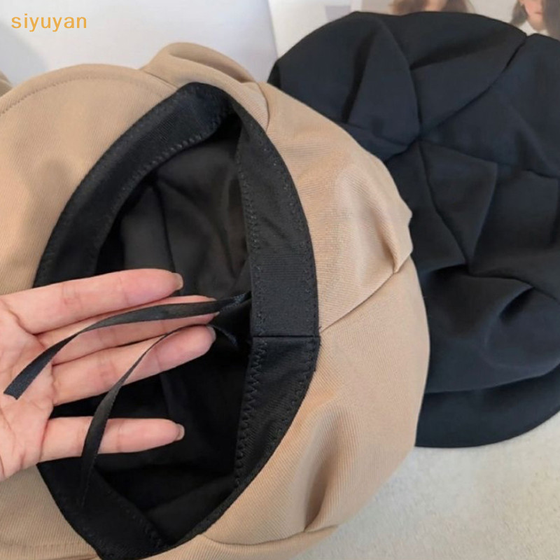 Siyuyan Mũ Nồi Đám Mây Hàn Quốc Thời Trang Xếp Ly Mũ Hình Bát Giác Vintage Màu Trơn Đạt Đỉnh Mũ Mùa Xuân Thu Mũ Nồi Chống Gió VN