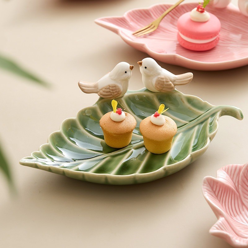 Đĩa Sứ Đức Hóa Hình Đôi Chim Dùng Đựng Trái Cây Đồ Khô Bánh Trên Bàn Trà