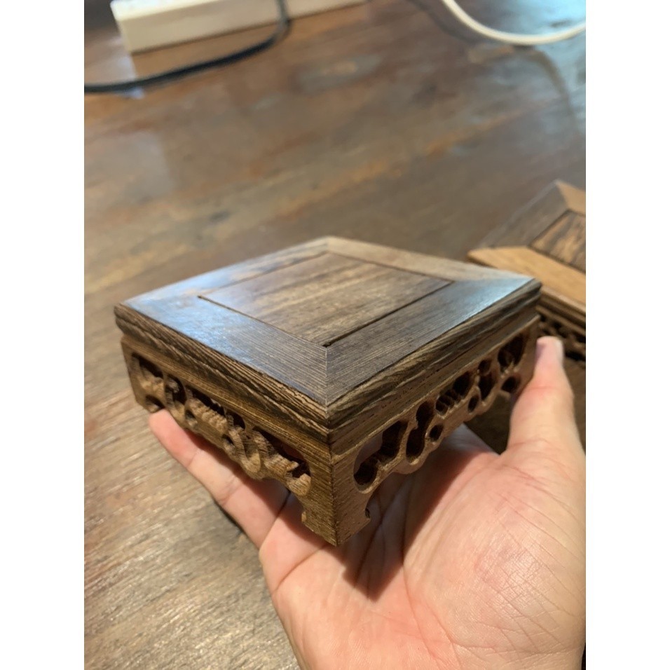 Đế Gỗ, Đôn Gỗ Vuông Bằng Gỗ Tự Nhiên Dùng Kê Chậu Bonsai, Lư Hương Xông Trầm, Tượng Gốm