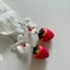 Nhẫn tai dâu tây BTF Bowknot Sweet and Delicate Fruit Eardrops Thủ công