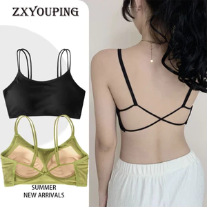 áo ngực croptop ZXYOUPING Áo bra dây lưng 1 / 3 chiếc Cross Beautiful Back Top Camisole có áo ngực Pad Push Up No Wire Áo ngực thể thao gợi cảm Crop Top
