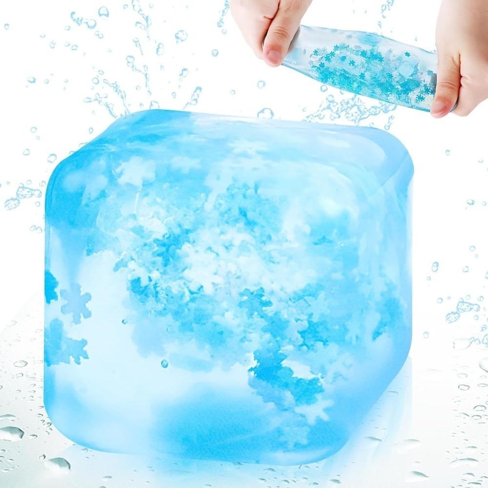 Đồ chơi kẹp đá viên SMILE, Khối đá trong suốt hình đậu phụ 5 * 5cm, Đồ chơi ép Mochi giảm căng thẳng Trẻ em