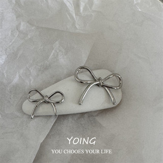 Yoing / Kim Loại Phong Cách Nơ Da Tóc Nổ Bên Phụ Kiện Tóc Kết Cấu Cao Cấp Phong Cách Mới