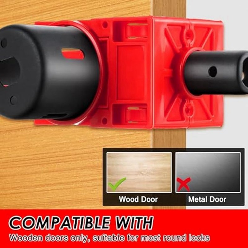 [Poeifjgn] Bộ lắp đặt khóa cửa, Bộ khoan lỗ cửa cho cửa gỗ, Bộ cài đặt núm cửa cưa lỗ khóa cửa Dễ dàng lắp đặt Dễ dàng sử dụng