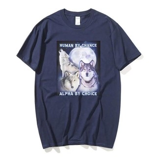 Human By Chance Alpha By Choice Alpha Wolf In Áo nam Cotton Dạo Phố Áo Thun Thể Dục Tay Ngắn Tee Nam Quần Áo