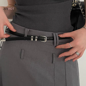 Julyhot Thắt Lưng Mỏng Đơn Giản Thời Trang Cho Nữ Bé Gái Tối Giản Màu Trơn Đa Năng Thắt Lưng Hợp Kim Sáng Tạo Khóa Trang Trí Thắt Lưng Massivedeals