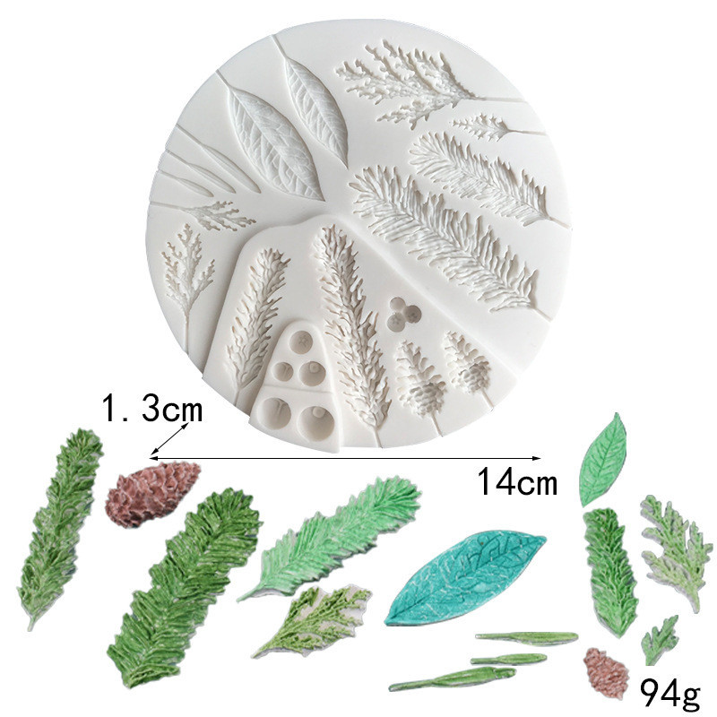 Lá Thông Nón Khuôn Silicon DIY Fondant Bánh Trang Trí Viền Khuôn Socola Khuôn Làm Bánh DIY