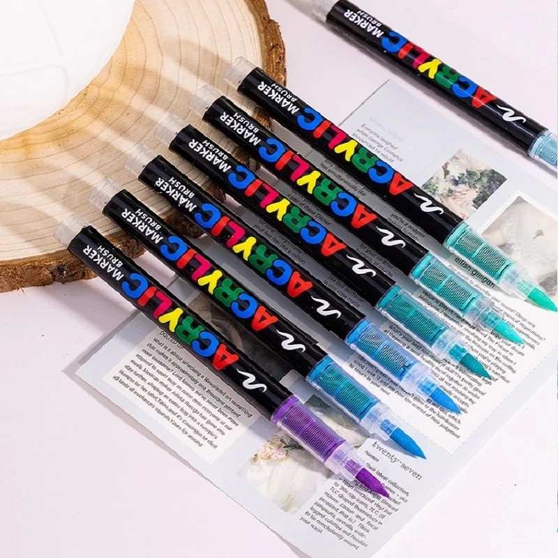Quảngna 12 / 24 / 30 / 36 / 48 / 60 / 72 Chiếc Màu Acrylic Đầu Mềm Bút Đánh Dấu Sơn Graffiti Gốm DIY Hộp Gfit Marker Set Lễ Hội Cung Cấp