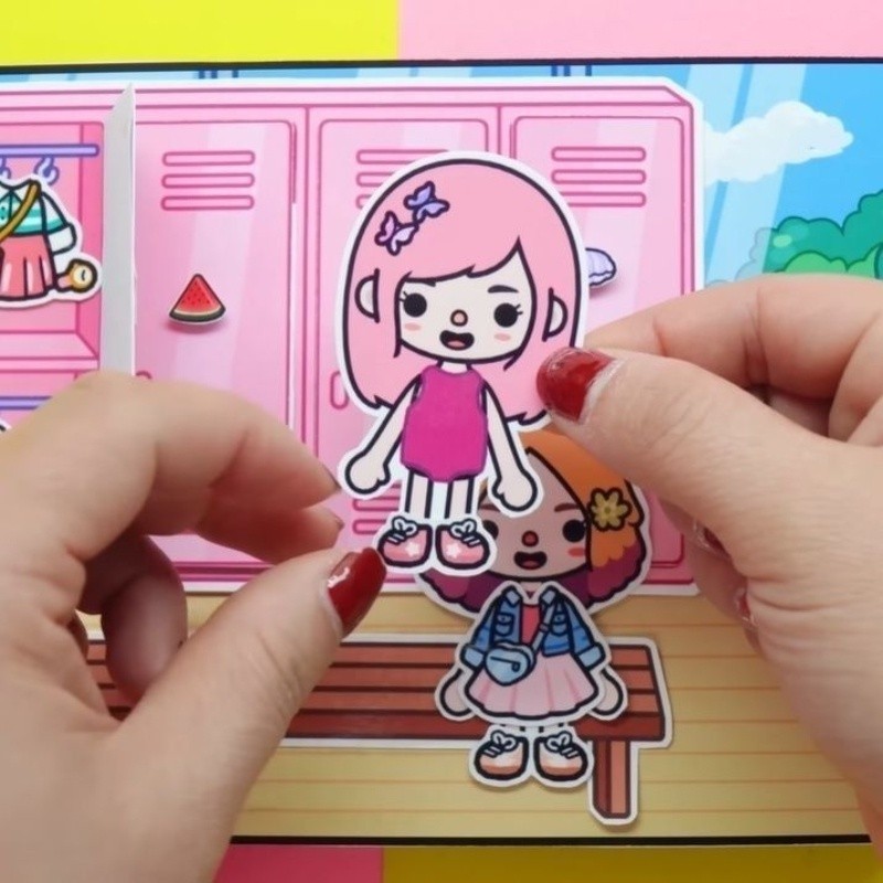 Mom and sister dress up doll handmade diy material package fun toy game quiet book three-dimensional đồ chơi cắt dán