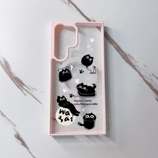 3 Vỏ Ví Màu Đen Đáng Yêu Cho Samsung s22 s22plus ultra Case Girly S23 S23Plus s23fe s24 s24plus s24ultra Ốp điện thoại