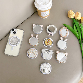Phim Hoạt Hình Dễ Thương Gương Tròn Từ Tính Giá Đỡ Điện Thoại Cho Magsafe Case Và IPhone 15 14 13 12 Pro Max 14 Plus Có Thể Gập Lại Pop Ring Grip Co Giãn Để Bàn Màu p3