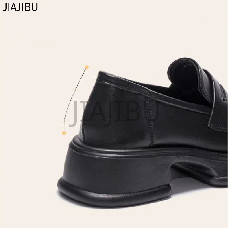 Size 35-43 Giày Da Đế Mềm Màu Đen Kiểu Anh Giày Nữ Size Lớn Korean Fashion Platform Mary Jane Shoes French Casual Beige Thick Heel Princess Doll Shoes Nhật Bản JK Đồng Phục Giày Lolita Giày Cosplay Cao Gót Chống Trơn Trượt Giày Đi Học Màu Đen
