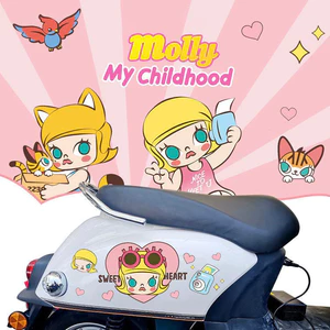 Popmart Phim Hoạt Hình Dán Trang Trí Xe Máy Miếng Dán Dễ Thương Miếng Dán Molly Cô Gái Cá Tính Trang Trí Miếng Dán Chống Thấm Nước Và Chống Nắng