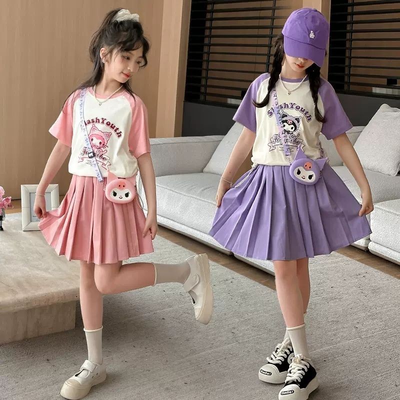 Bé Gái Kuromi Phù Hợp Với Váy Mùa Hè Phong Cách Mới Trẻ Em Tay Ngắn Xếp Ly  Váy Học Sinh Mặc Thời Trang Phong Cách Preppy Bộ Đồ Hai Mảnh |