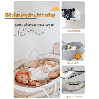 Nôi Ngủ Cho Bé Sơ Sinh Bunnies Có Quai Xách Tiện Lợi, Vải Cotton Mềm Mại Dịu Nhẹ Cho Da Bé