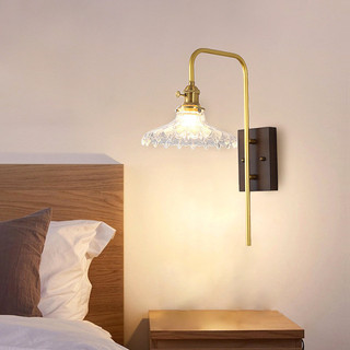 AIMI Retro Bằng Gỗ Đồng Thau Kính Treo Tường Phòng Khách Phòng Ăn Aisle Trang Trí Sò Phòng Ngủ Đèn Đầu Giường