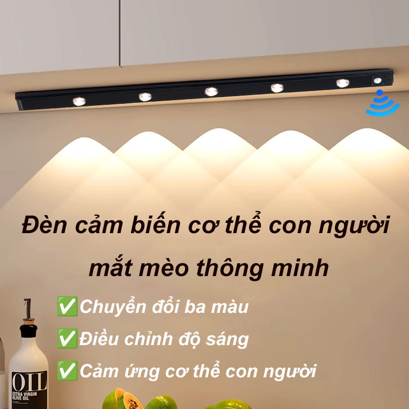 Đèn LED trang trí điều chỉnh độ sáng，Đèn cảm biến cơ thể con người mắt mèo thông minh，Đèn cảm ứng nhà bếp