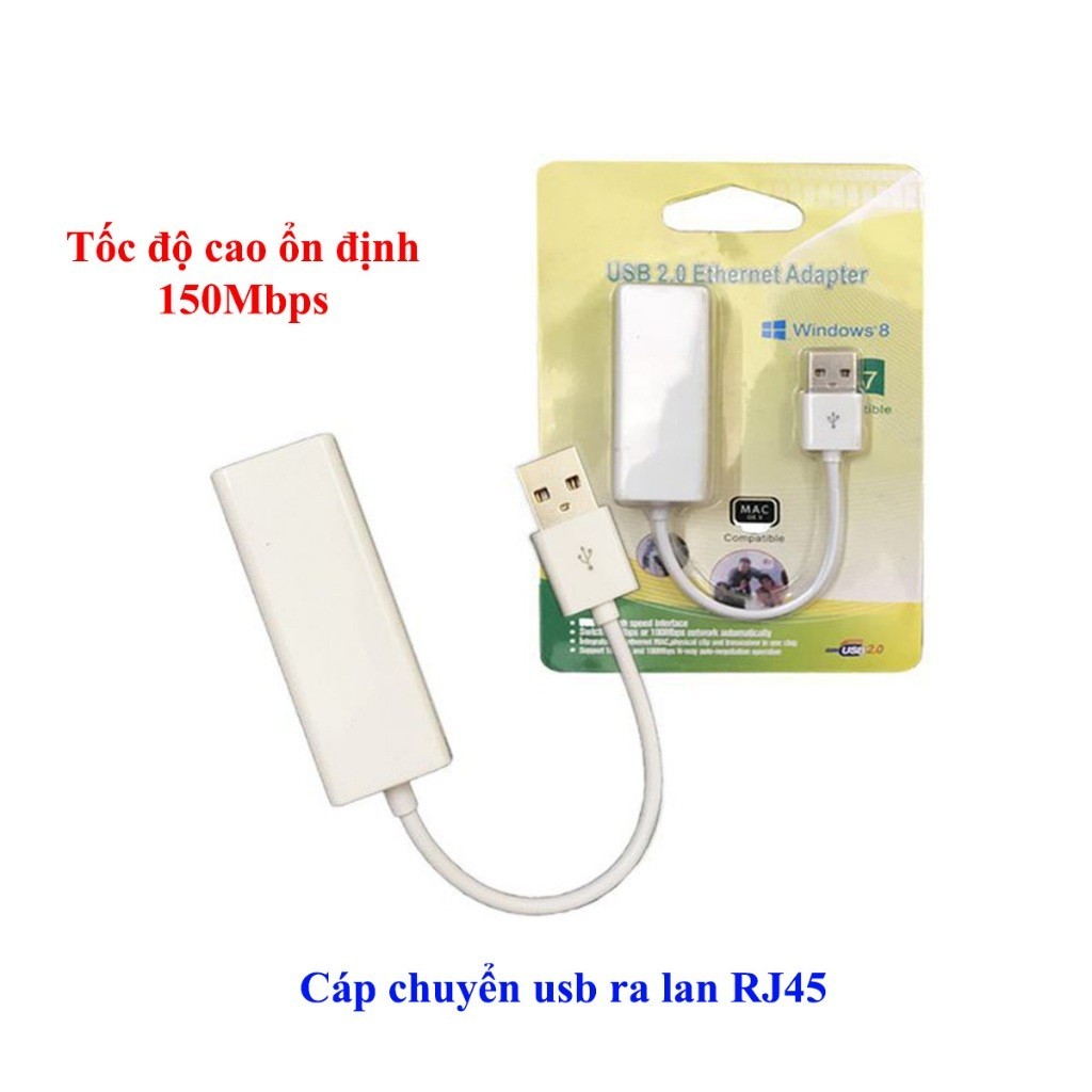 Cáp Usb Ra Lan, Usb to lan 2.0 biến cổng usb thành cổng mạng RJ45 Tốc ...