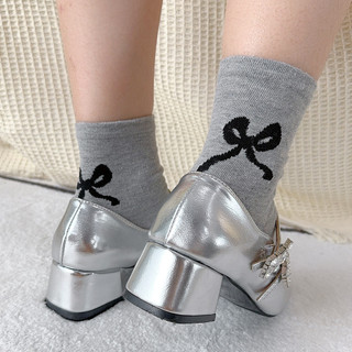 [3-5 ngày để đến] 2 Đôi Tất Cotton Thêu Nơ Y2K - Tất Ống Giữa - Tất Bắp Chân Học Sinh Phong Cách Miumiu - Tất Dài Cho Bé Gái Mùa Hè - Ngọt Ngào, Hàn Quốc - Mềm Mại, Mỏng, Thoáng Khí