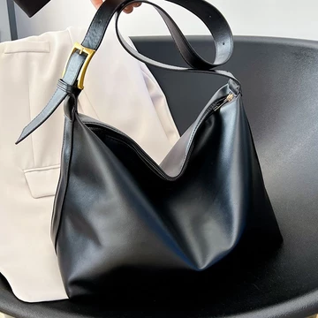 Women's Minimalist PU Leather Tote Bag – Large, for School