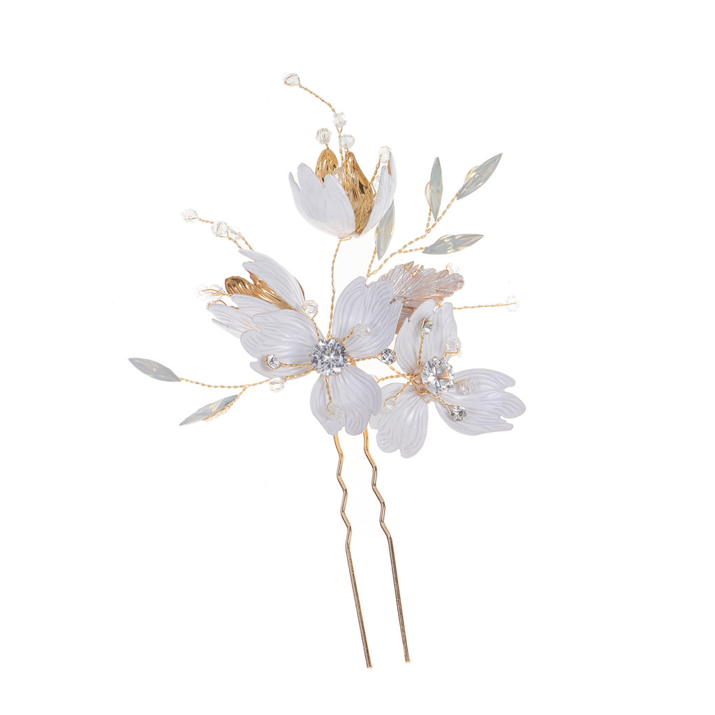 Kim Cương Giả Trang Trí Hoa Hợp Kim Kẹp Tóc Handmade Hình Lá Hoa Mũ Đội Đầu