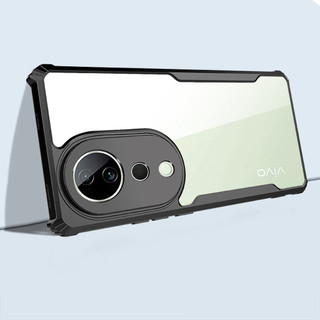 Ốp Điện Thoại Trong Suốt Cho Vivo iQOO 13 12 Neo 10 9 9s 8 7 Pro 11 9T 6 SE Ốp Lưng Màu Đen Chống Rơi Điện Thoại Acrylic Bảo Vệ Toàn Diện