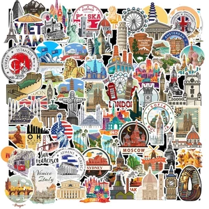 Set 50 Sticker Kỳ Quan Thế Giới – Travel Du Lịch | Chống Nước
