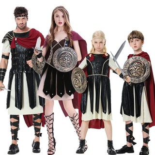Halloween Cổ Hy Lạp Chiến Binh La Mã cosplay Cha Mẹ-Con Phù Hợp Với Chiến Binh Spartan Chiến Binh Áo Khoác Trang Phục