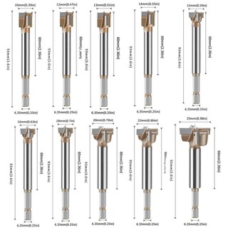 Bit nhàm chán bản lề VOIDLESS, Mũi khoan đôi 10-25mm, Dụng cụ chế biến gỗ ba lỗ cacbua vonfram