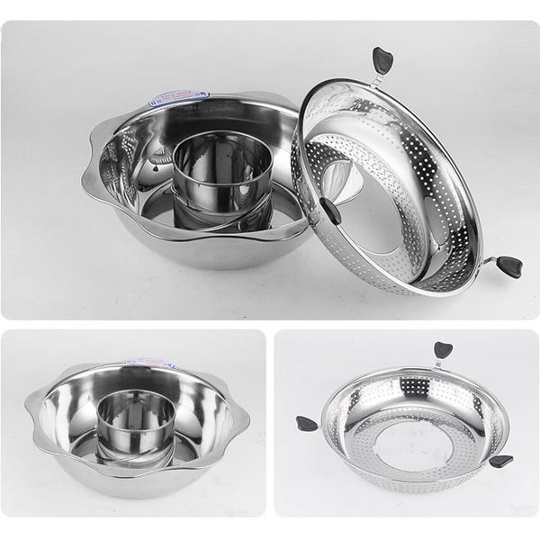 Nồi Lẩu Xoay Nâng 2 Tầng Cao Cấp Dùng Được Tất Cả Các Loại Bếp: Bếp Ga, Bếp Từ, Bếp Hồng Ngoại