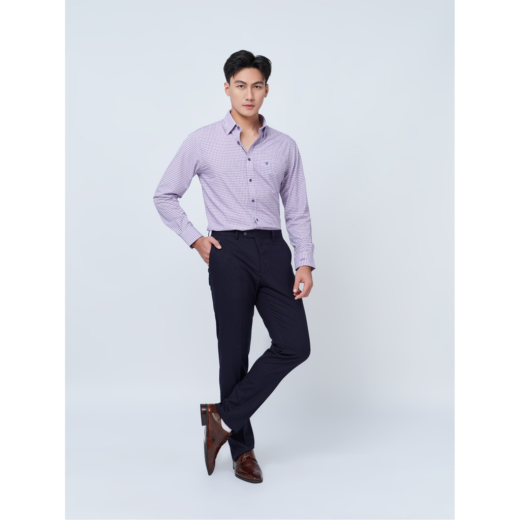 Sơ mi dài tay vạt tròn VIETTIEN vải sợi hoa hồng phom REGULAR VT00000337
