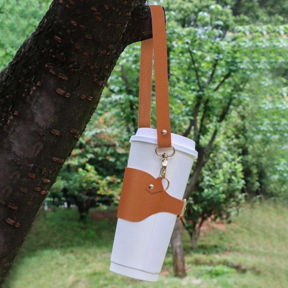 Dây đeo cốc nước CATIYAHA, Dây giữ cốc cách nhiệt du lịch, Dây đeo chai nước cầm tay bằng da PU cầm tay sáng tạo