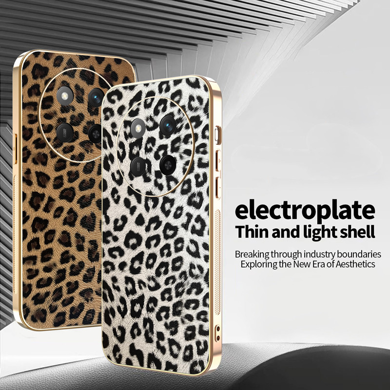Ốp Lưng Cho Honor X9C Da Báo Series TPU Mạ Điện Cạnh Chống Sốc Vỏ Điện Thoại
