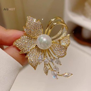 Julyhot Kim Cương Giả Hoa Ngọc Trai Trâm Cài Cho Nữ - Quần Áo Áo Trang Sức - Quà Tặng Massivedeals