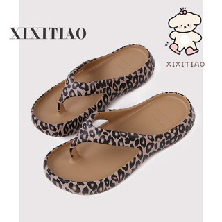 Xixitiao Châu Âu Phong Cách Mỹ Thời Trang Ngoài Trời Flip-Flops Mùa Hè Mềm Đế Dày Thoải Mái Da Báo In Dép