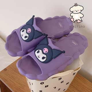 Xixitiao Ngọt Ngào Mát Độc Đáo Hoạt Hình Kuromi Sanrio Dép Mùa Hè Dễ Thương Mây Đế Mềm Thoải Mái Dép Gia Đình Dép Nữ