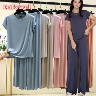 Phụ Nữ Modal Kích Thước Lớn Bộ Rời Trơn loungewear Mùa Hè Mỏng Tay Ngắn Quần 2 Bộ Đồ Ngủ