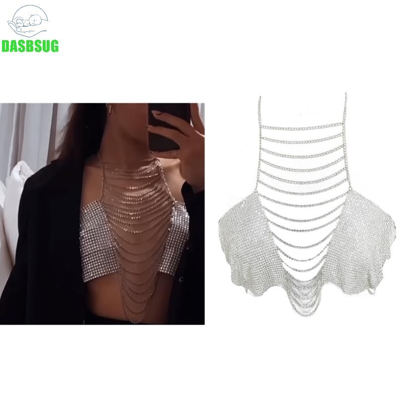 Dassbsug Kim Cương Tua Rua Dây Kết Nối Áo Vest Cổ Dây Xích Thân Thể Cho Câu Lạc Bộ Nữ
